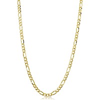 Kooljewelry 14K Yellow Gold Filled Solid Figaro Link Chain Necklace 33 Mm 20 Inch