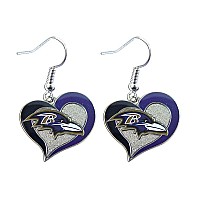 Nfl Baltimore Ravens Swirl Heart Earrings