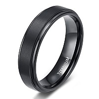 Tigrade 4Mm 6Mm 8Mm 10Mm Black Titanium Rings Wedding Band Matte Comfort Fit For Men Women Black 6Mm Size 65