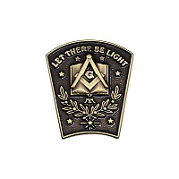 Let There Be Light Keystone Masonic Lapel Pin Antique Brass1 Tall