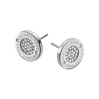 Michael Kors Stainless Steel Pav Crystal Mk Logo Stud Earrings For Women Color Silver Model Mkj3352040