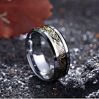 King Will Dragon 8Mm Gold Celtic Dragon Tungsten Carbide Mens Wedding Band Ring Comfort Fit 13