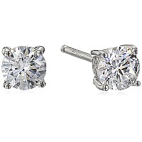 Amazon Collection Platinum Plated Sterling Silver Stud Earrings Set With Round Cut Infinite Elements Cubic Zirconia 34 Cttw