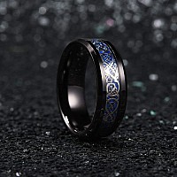 King Will Dragon Mens 8Mm Black Tungsten Carbide Ring Blue Carbon Fiber Celtic Dragon Wedding Band 85