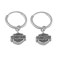 Harleydavidson Womens Bar Shield Hoop Dangle Earrings Hde0137