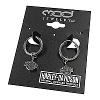 Harleydavidson Womens Bar Shield Hoop Dangle Earrings Hde0137