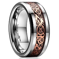 King Will Dragon 8Mm Rose Gold Plated Celtic Dragon Tungsten Carbide Wedding Band Ring Comfort Fit 8