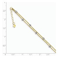 The Black Bow Black Bow Jewelry 14K Twotone Gold 2 Strand Spiga And Mirror Bead Anklet 9 Inch