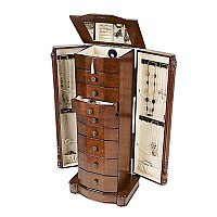 Hives And Honey Henry Iv Locking Jewelry Armoire With Charging Port Walnut