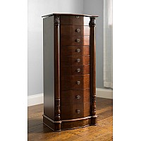 Hives And Honey Henry Iv Locking Jewelry Armoire With Charging Port Walnut