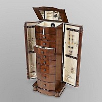 Hives And Honey Henry Iv Locking Jewelry Armoire With Charging Port Walnut