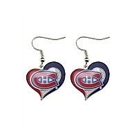 Aminco Nhl Montreal Canadiens Swirl Heart Earrings Size 25