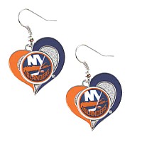 Nhl Sports Team Logo Swirl Heart Dangle Earring