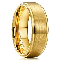 King Will Glory 8Mm Tungsten Carbide Ring 14K Gold Matte Brushed Wedding Band Comfort Fit