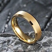 King Will Glory 6Mm Matte Finish Tungsten Carbide Ring 24K Gold Plated Comfort Fit Wedding Band135