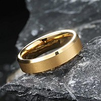 King Will Glory 6Mm Matte Finish Tungsten Carbide Ring 24K Gold Plated Comfort Fit Wedding Band135