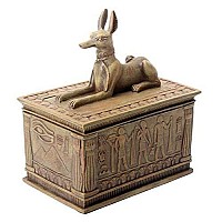 Ancient Egyptian Sandstone Anubis God Of The Afterlife Small Jewelry Trinket Box