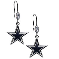 Siskiyou Sports Nfl Womens Dallas Cowboys Crystal Dangle Earrings One Size Team Color White