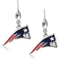 Nfl Siskiyou Sports Womens New England Patriots Crystal Dangle Earrings One Size Team Color