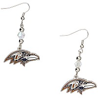 Nfl Siskiyou Sports Womens Baltimore Ravens Crystal Dangle Earrings One Size Team Color