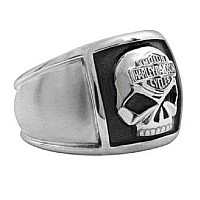 Harleydavidson Mens Bar Shield Skull Cigar Band Ring Stainless Steel Hsr0020