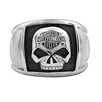 Harleydavidson Mens Bar Shield Skull Cigar Band Ring Stainless Steel Hsr0020