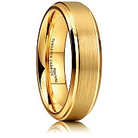 King Will Glory 6Mm Tungsten Carbide Ring 14K Gold Matte Brushed Wedding Band Comfort Fit