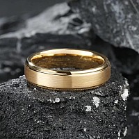 King Will Glory 6Mm Tungsten Carbide Ring 14K Gold Matte Brushed Wedding Band Comfort Fit