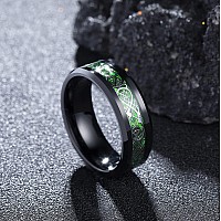 King Will Dragon Mens 8Mm Green Carbon Fiber Silver Celtic Dragon Tungsten Carbide Ring Comfort Fit Wedding Band 10