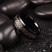 King Will Dragon 8Mm Mens Black Tungsten Ring Glod Celtic Dragon Comfort Fit Wedding Band Engagement Ring 11