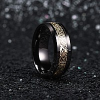 King Will Dragon 8Mm Mens Black Tungsten Ring Glod Celtic Dragon Comfort Fit Wedding Band Engagement Ring 11