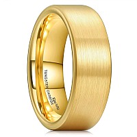 King Will Glory Mens 8Mm 18K Gold Tungsten Carbide Ring Pipe Cut Brushed Finish Wedding Band Ring For Men Women 10