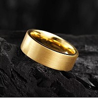 King Will Glory Mens 8Mm 18K Gold Tungsten Carbide Ring Pipe Cut Brushed Finish Wedding Band Ring For Men Women 10