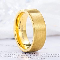 King Will Glory Mens 8Mm 18K Gold Tungsten Carbide Ring Pipe Cut Brushed Finish Wedding Band Ring For Men Women 10