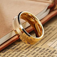 King Will Gold 8Mm Gold Tungsten Carbide Ring Brushed Center Mens Wedding Band Comfort Fit