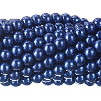 Rubyca 200Pcs Czech Tiny Satin Luster Glass Pearl Round Beads Beading Jewelry Making 6Mm Dark Blue