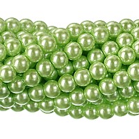 Rubyca 200Pcs Czech Tiny Satin Luster Glass Pearl Round Bead Beading Jewelry Making 8Mm Light Green