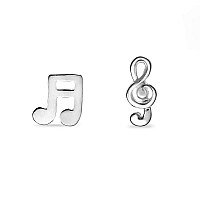 Boma Jewelry Sterling Silver Music Note Treble Clef Stud Earrings