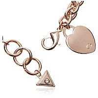 Guess Basic Rose Gold G Logo Heart Link Bracelet