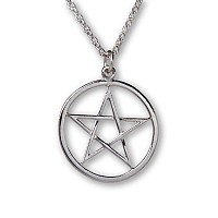 Pentacle Pentagram Polished Silver Finish Medieval Renaissance Pendant Necklace