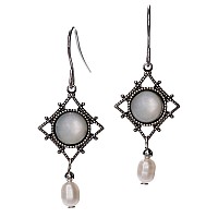 Silver Forest Silvertone And Pearlescent Dangle Earrings