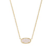 Kendra Scott Elisa Adjustable Length Pendant Necklace For Women, Fashion Jewelry, 14K Gold-Plated, Iridescent Drusy