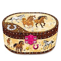 Hot Focus Dashing Horse Oval Shaped Musical Jewelry Box