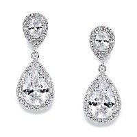 Mariell Cubic Zirconia Crystal Teardrop Dangle Bridal And Wedding Earrings Cz Jewelry For Brides Bridesmaids Homecoming Prom