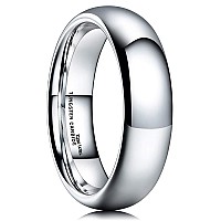 King Will Basic Mens 6Mm High Polished Comfort Fit Domed Tungsten Carbide Ring Wedding Band 6