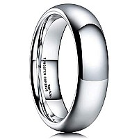 King Will Basic Mens 6Mm High Polished Comfort Fit Domed Tungsten Carbide Ring Wedding Band 105