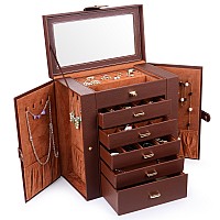 Kendal Huge Jewelry Box Jewelry Case With 6 Tier 5 Drawers Large Storage Capacity With Mirror Jewelry Storage Organizer Great Gi