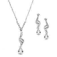 Mariell Cubic Zirconia Prom Jewelry Set Necklace Earrings Set For Brides Bridesmaids Wedding Jewelry