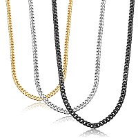 Jstyle 35Mm Cuban Link Chain Necklace For Mens Boys Women Black Silver Gold Tone Chains For Men 3 Pcs 28 Inch Chain