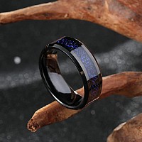 King Will Dragon Mens 8Mm Blue Carbon Fiber Black Celtic Dragon Tungsten Carbide Ring Wedding Band6